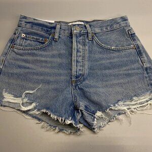 AGOLDE Women's Parker Vintage Raw Hem Mini Shorts Animate Blue Size 24